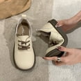 thumbnail image 4 of Fesfesfes Flat Shoes Women Round Head Faux-Leather Frenum Shoes Flat Heel Collision Ladies Soles Water Proof 5.5(36), 4 of 8