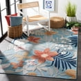 thumbnail image 3 of SAFAVIEH Cabana Caris Floral Indoor/Outdoor Area Rug, Aqua/Rust, 8' x 10', 3 of 15