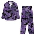 thumbnail image 3 of SCRAWLGOD Halloween Bat Spider Web Violet Mens Pajamas Set, 2 Pack Comfortable Notch Collar Pajamas for Men, Lightweight Long Sleeve Mens Sleepwear with Pockets & Elastic Band, XS, 3 of 6