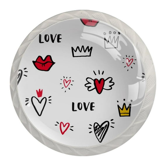 4 Pcs Heart Crown Princess Knobs for Kitchen Cabinet Cupboard Dresser Bookcase Drawer Pulls Handles Round Home Decor