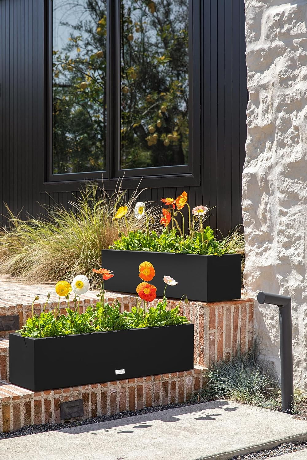CHTER Block Series Window Box Planter - Rectangular Flower Pot for Indoor or Outdoor Window Sill/Balcony | All-Weather Use with Drainage Holes | Modern Décor for Succulents, Herbs, Small Plants