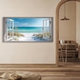 thumbnail image 6 of Ocean Beach Window Canvas Wall Art - Summer Coastal Seascape Picture Landscape Canvas Prints, Horizontal Tropical Sea Paintings Artwork for Home Decor, 6 of 7