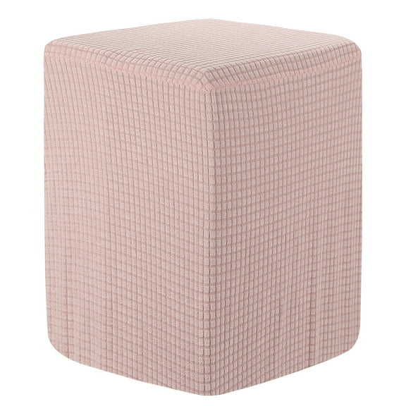 Ottoman Cover Square, Stretch Ottoman Slipcover Fit Diameter 9.8"-12.6", Non-Slip Footstool Protector Cover Pink