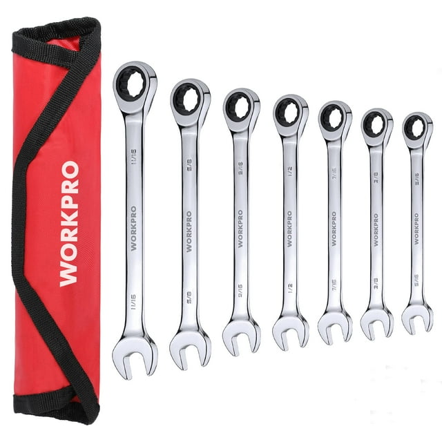 Juego de llaves combinadas para trinquete WORKPRO 7 piezas SAE