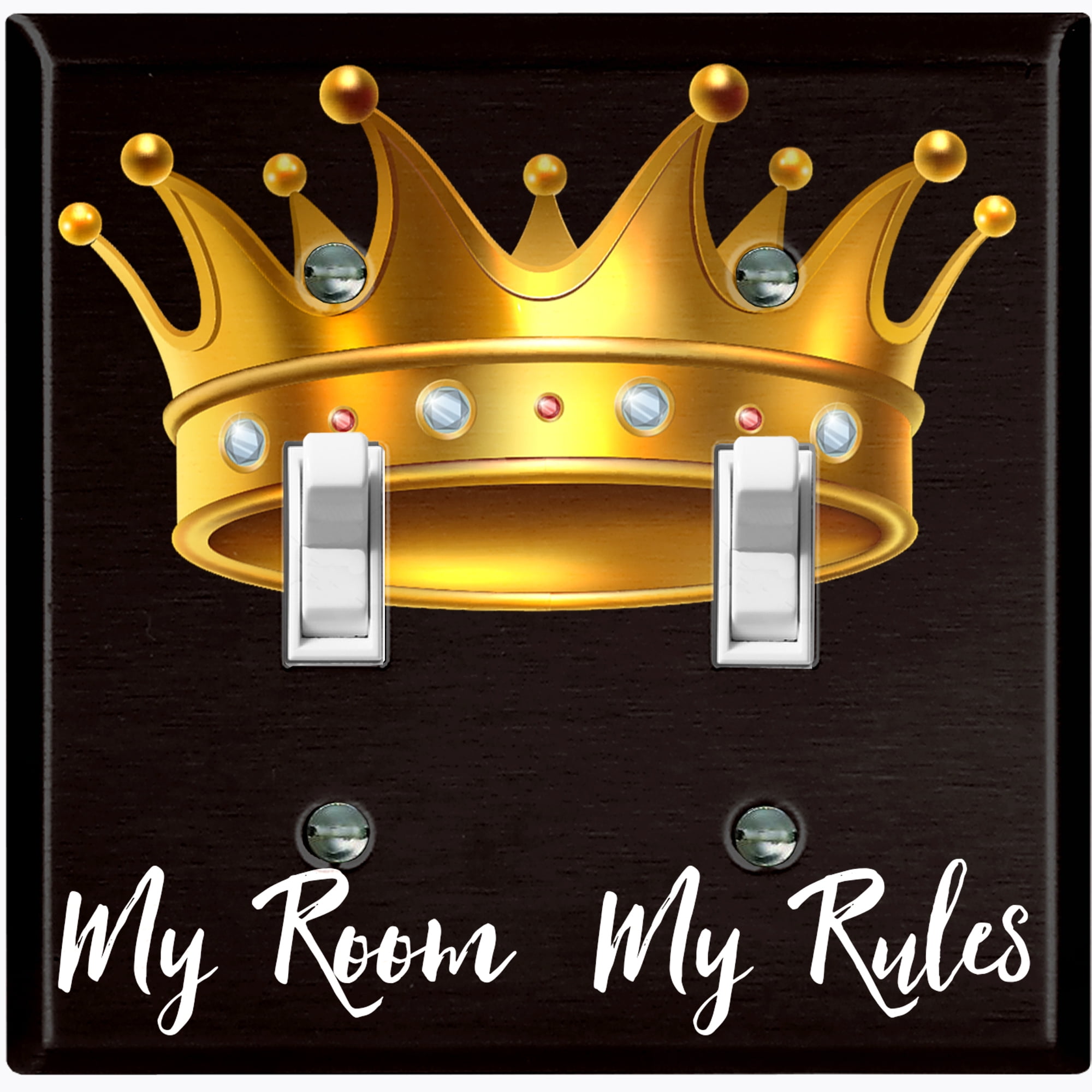 Metal Light Switch Plate Outlet Cover My Room My Rules Crown Double Toggle Walmart Com Walmart Com