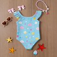 thumbnail image 6 of Abcomgle 5t Swimsuit Girls Ruffled Stretchy One Piece Girls Swimsuit Cute Cloud&Stars Graphic Swimwear for Girls, 6 of 7