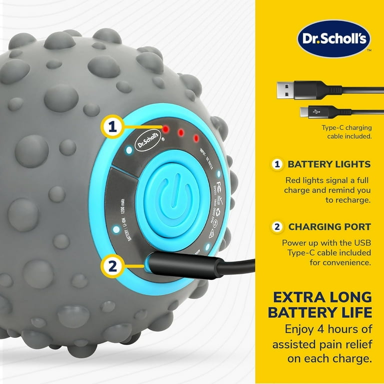 Dr. Scholl's Vibration Sphere Roller for Muscle Tension & Soreness Relief,  Rechargeable Body Massager with Type-C Cable - Walmart.com