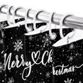 thumbnail image 4 of Extra Long Shower Curtain 72x96 Inch, Black Christmas Trees Shower Curtain Waterproof Bathroom Decor, Winter Xmas Snowflakes Pine Forest Fabric Bath Curtain Set Accessories with Hooks, 4 of 8