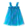 thumbnail image 1 of MIASHUI Robe à Paillettes Étoile Lune pour Fille Tout-Petit pour Fête Dansante et Bleu, 4-5 Ans, 1 of 5