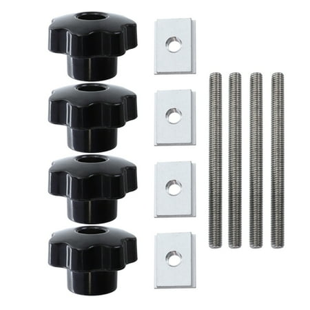 

4Sets M8 Plum Hand Tighten Nuts Handle + M8 T-Track Slider Sliding Nut Aluminum Alloy T Slot + Screw Rods