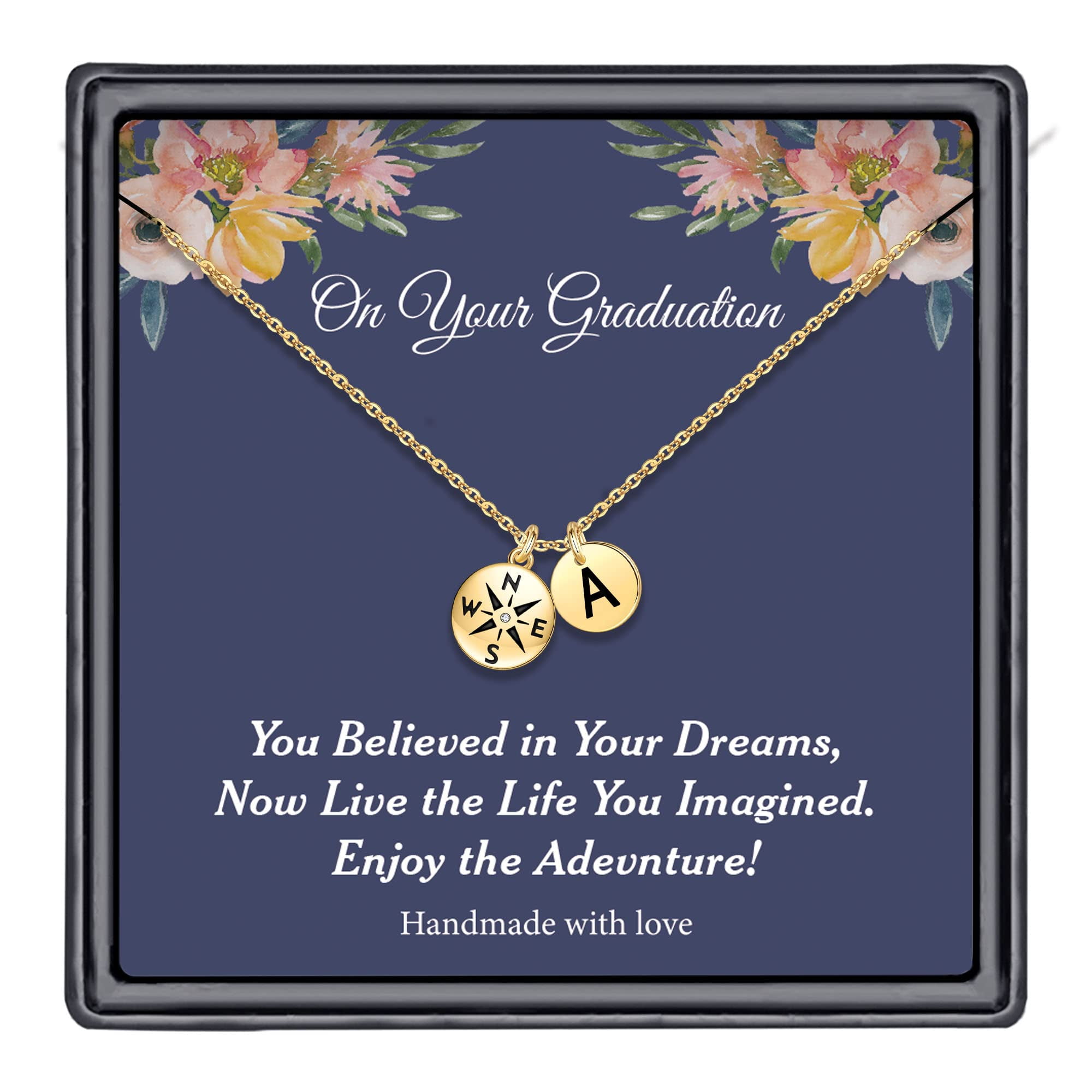 Aunool Graduation Gifts For Her K Gold Plated Compass Necklace