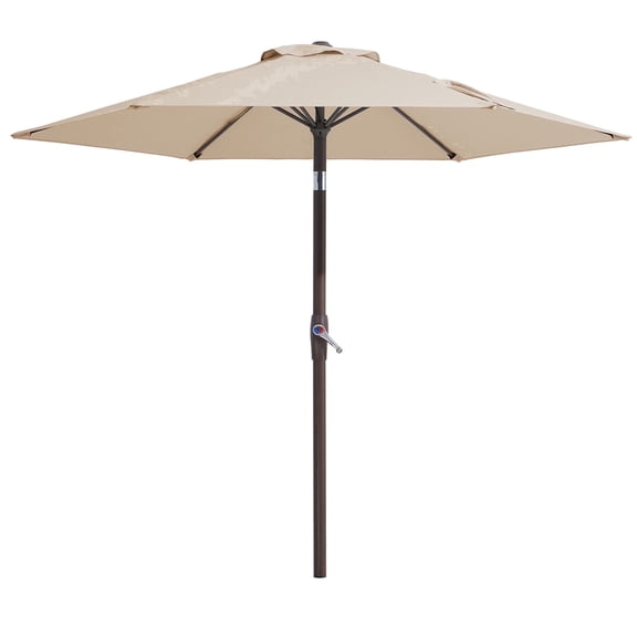 Napwant 7.5ft Patio Umbrella, 6 Sturdy Ribs Outdoor Table Umbrella with Push-Button Tilt & Crank for Garden, Deck, and Pool Beige