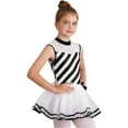thumbnail image 3 of Aislor Girls Mock Neck Tutu Dress Ballet Dance Leotard Ballerina Striped Christmas Costume Size 6-16 Black 8, 3 of 7