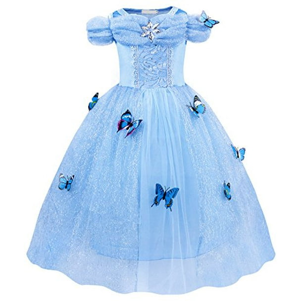 Download Henzworld Little Girls Dresses Princess Costume Dress Up Birthday Role Pretend Party Cosplay Outfit Rhinestones Tutu Skirt Layered Butterfly Accessories Blue Kids Age 7 8 Years Walmart Com Walmart Com