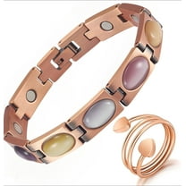 Wollet Heart Copper Magnetic Bracelets Set for Women,Copper Ring Jewelry Gift