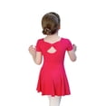 thumbnail image 2 of ‌LYMAYTER Girls Toddler Ballerina Leotard Tutu Skirt Short Sleeve Criss-Cross Back Party Wear‌ 3Y-11Y, 2 of 7
