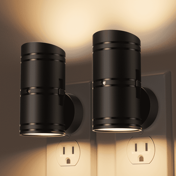 LED Night Lights Plug into Wall, Dimmable 0-100LM Night Light with Dusk to Dawn Sensor, 3000K Soft White Plug in Night Light for Bedroom, Hallway, Bathroom, Stairs, 2 pack