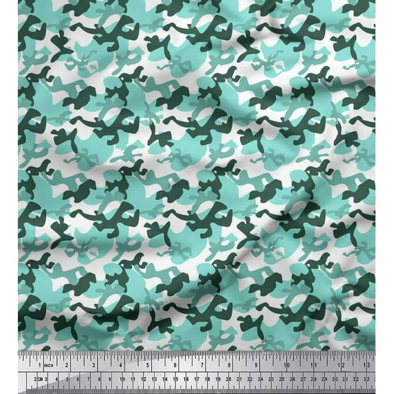 Soimoi Rayon Fabric Two Tone With White Camouflage Print Fabric by Yard 56 Inch Wide