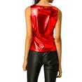 thumbnail image 4 of INSPIRE CHIC Women's Metallic Tank Top Halloween Club Party Shiny Sparkly Holographic Cami Top M Red, 4 of 9