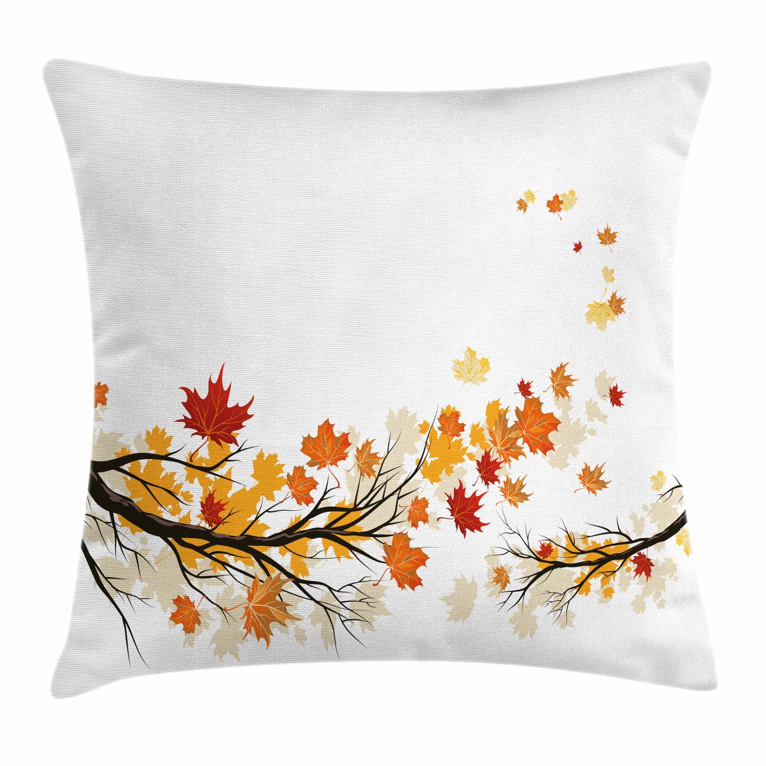 Fall Decorations Throw Pillow Cushion Cover, Swirling Bended Fall