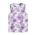 thumbnail image 4 of HOMBOM Muscle Tops for Women 2025 Loose Fit Purple Casual Floral Sleeveless Crew Neck Tank Blouse, 4 of 4