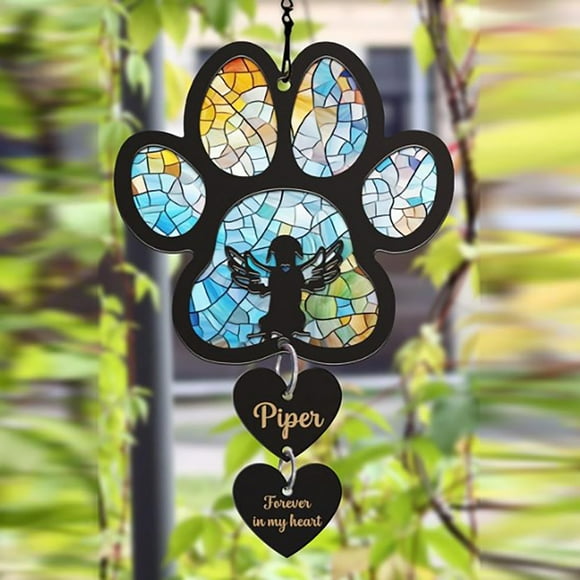TIELUTT Pet Memorial Suncatcher Pet Memorial Suncatcher with Custom Dog Breed and Name Cornstalks Decorations Transparent Thread for Paper Christmas Decorations Wi Garland Oversized Christmas Bags