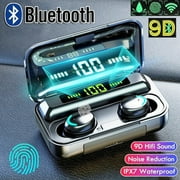 TWS Bluetooth 5.0 Wireless Earbuds Bluetooth Earphones with Mic 5D Stereo Earphones IPX7 Earphones With Charging Box Power Bank Black