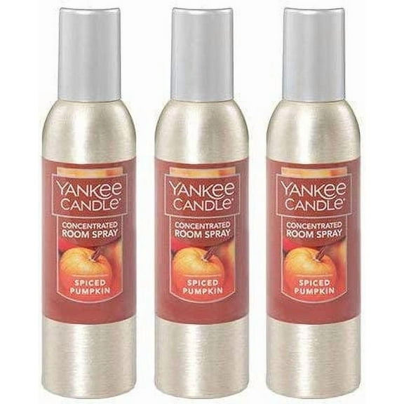 Yankee Candle Concentrated Air Freshener Room Spray, Odor Eliminator for Home, Bathroom, Spiced Pumpkin, 1.5 Oz (Pack of 3)