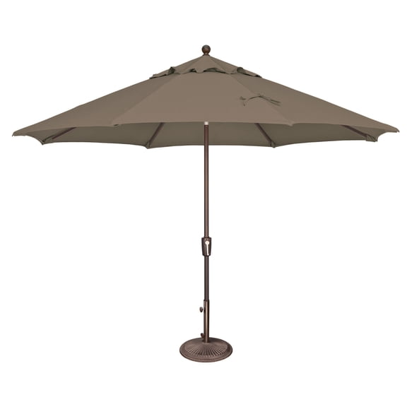 SimplyShade 11ft Outdoor Patio Octagon Umbrella with Push Button Tilt, Taupe Brown