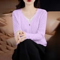 thumbnail image 4 of Levmjia Women Long Sleeve Knit Cardigan Polyester Solid Color V Neck Hollow Out Sun Protection Lightweight Breathable Casual Daily Home Wear Office Commute Beach Vacation, 4 of 5