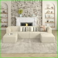 thumbnail image 3 of Space-Efficient Modern Minimalist Terrycloth Sleeper Sectional Sofa - No Assembly for Living Room/Bedroom | White | Terrycloth Upholstery | Foam-Filled, 3 of 7