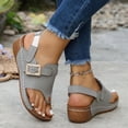 thumbnail image 2 of Yyuenw Women Open Toe Thong Wedge Slides PU Slip On Summer Outdoor Walking Sandals, 2 of 9