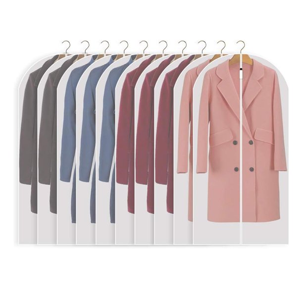 Bolsas de ropa totalmente transparentes para colgar ropa, bolsa protectora de ropa con cremallera para abrigos, chaquetas, camisas