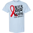 thumbnail image 3 of Inktastic Never Stop Fighting Stroke Awareness Red Ribbon T-Shirt, 3 of 5