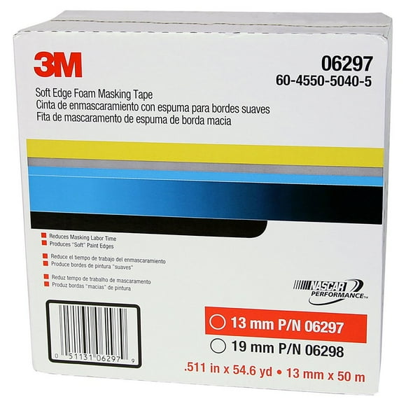 Ruban de Masquage en Mousse à Bord Doux 3M, 06297, 13 mm x 50 m