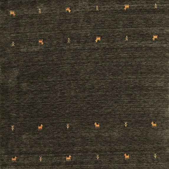 Ahgly Company Indoor Square Abstract Brown Contemporary Area Rugs, 7' Square