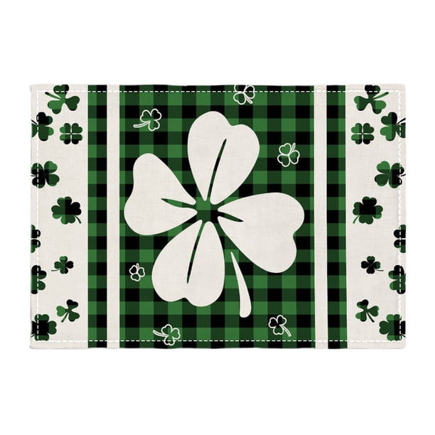 Yhmxh Manteles individuales para el Día de San Patricio, manteles individuales a cuadros, manteles decorativos fáciles de limpiar, manteles individuales para mesa redonda de cafetería.