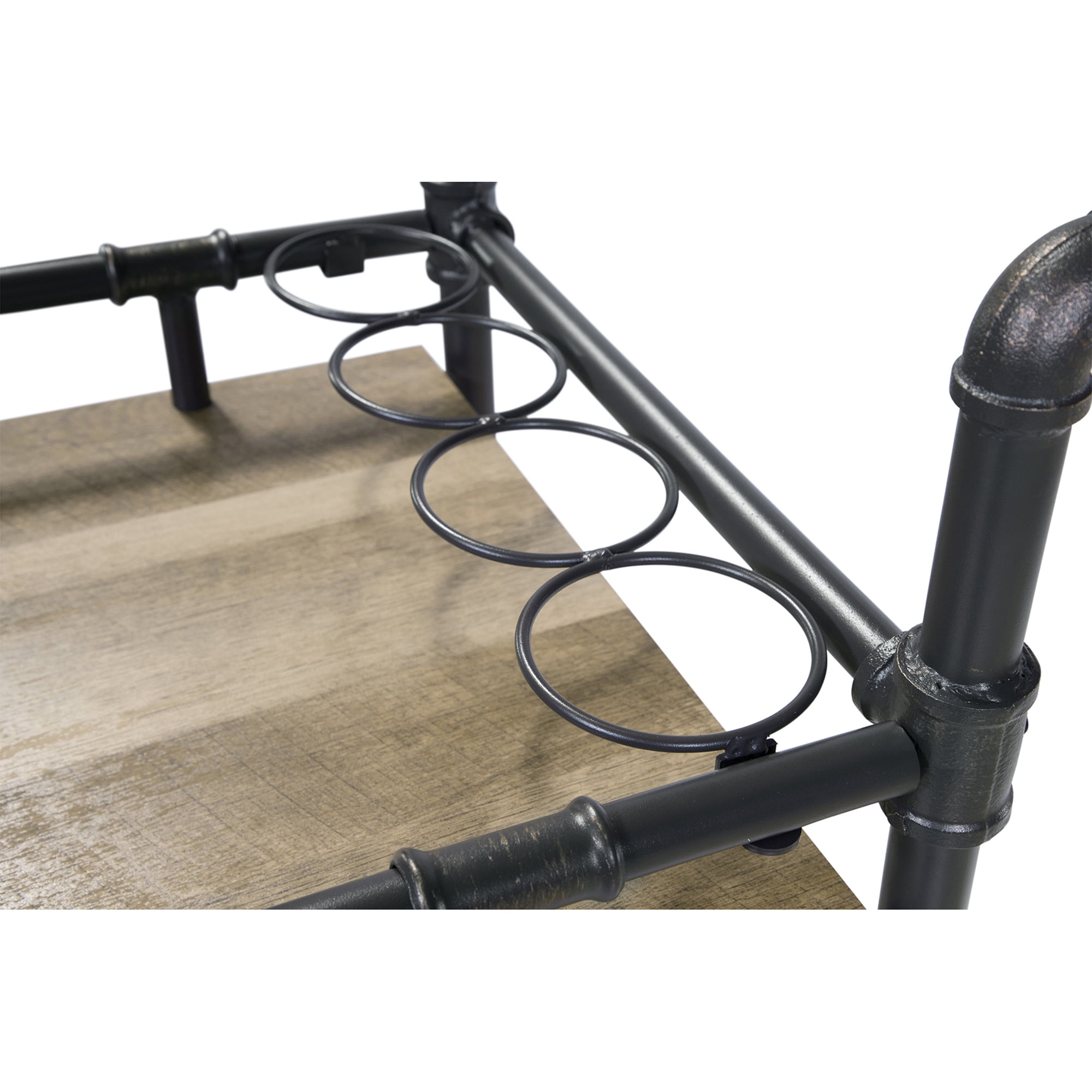 Furniture of America Byson Modern 3-Shelf Serving Cart, Sand Black
