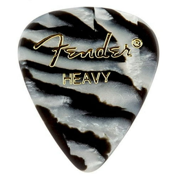 Fender 351 Shape Graphic Picks (12 Pack) for electric guitar, acoustic guitar, mandolin, and bass, 351 - Heavy, Multicolor (Zebra)