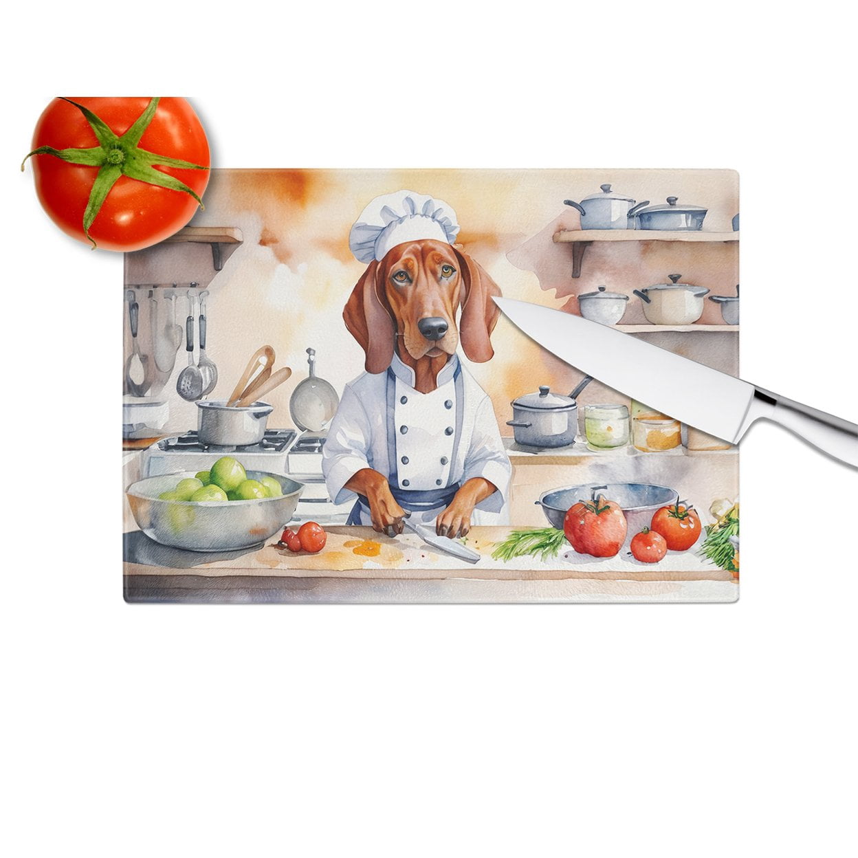 Redbone Coonhound The Chef Glass Cutting Board 12 in x 15 in