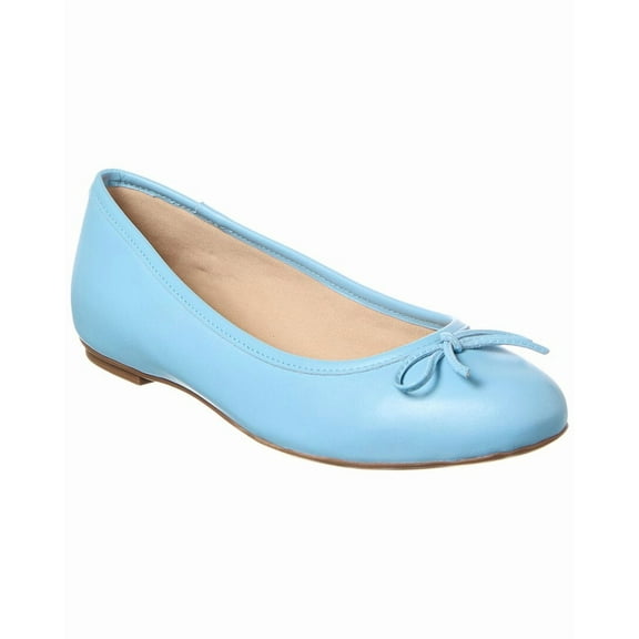 French Sole Emerald Leather Flat, 9, Blue