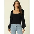 thumbnail image 2 of DARING DIVA Square Neck Ribbed Knit Pullover Sweater Top XL Black, 2 of 6