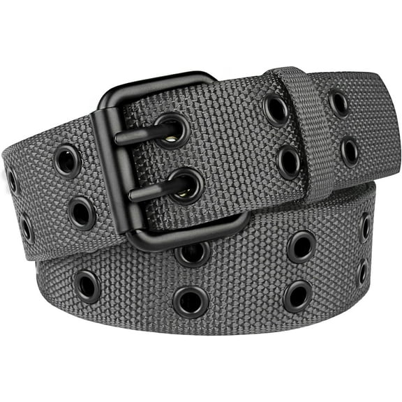 Double Prong Belt Plus Size 39 to 71'' Black Grommet Nylon Belts for Men Women Unisex