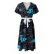 thumbnail image 4 of ICHUANYI Clearance Women's Fashion Sexy Vintage V Neck Short Sleeve Printing Party Dresses(Blue, XL) ICHUANYI WER2023081007025, 4 of 4