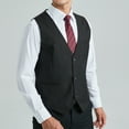 thumbnail image 6 of Men's Suit Vest Black Business Formal Dress Waistcoat Vest with 3 Pockets for Suit or Tuxedo L, 6 of 8