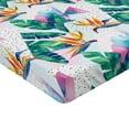thumbnail image 4 of Ambesonne Tropical Fitted Sheet, Triangle Paradise Flower, Queen Size, Sea Green and Dark Teal, 4 of 5