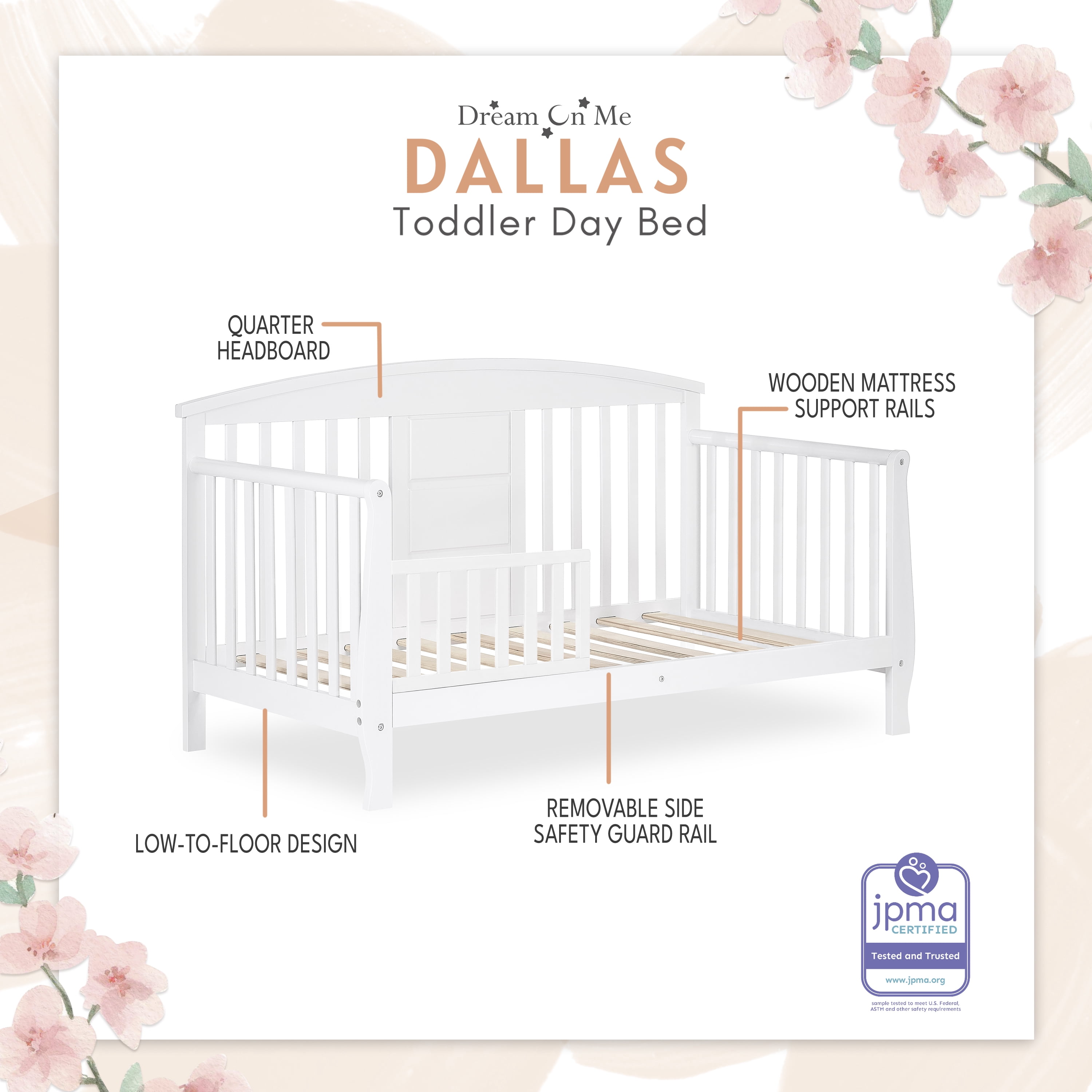 Dream on Me Dallas Toddler Daybed, White