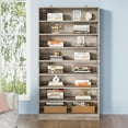 71 Inch Tall Bookcase, Modern Freestanding Bookshelf 9 Tier Bookcases