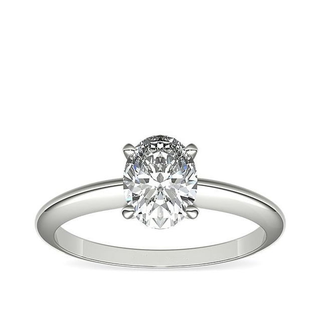 1.00 T.C.W Oval Shape Natural Diamond Latest Design Solitaire Wedding Ring for Ladies Solid 14K White Gold Size 8