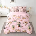 thumbnail image 3 of Feelyou Kawaii Pink Cowgirl Twin Bedding Sets 7-Piece, Tribal Western Cowboy Bedding Comforter Set, Flower Skeleton Skull Reversible Sheet Sets, Ultra Soft Bedroom Decor, 3 of 9